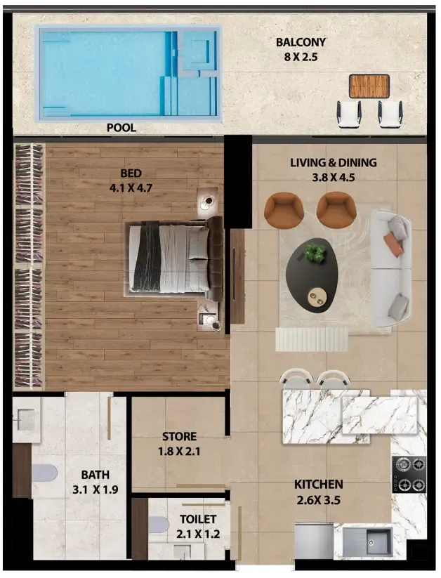 1 bedroom layout