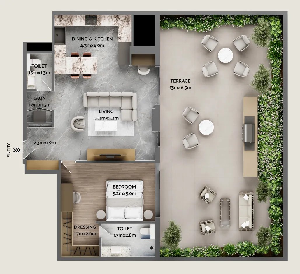 1 bedroom layout
