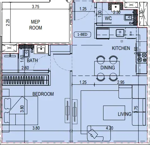 1 bedroom layout