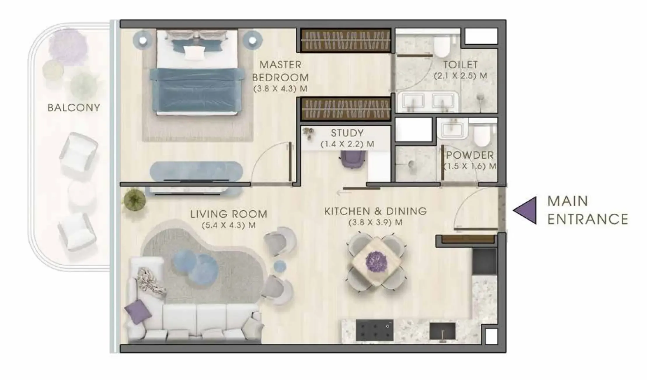 1 bedroom layout