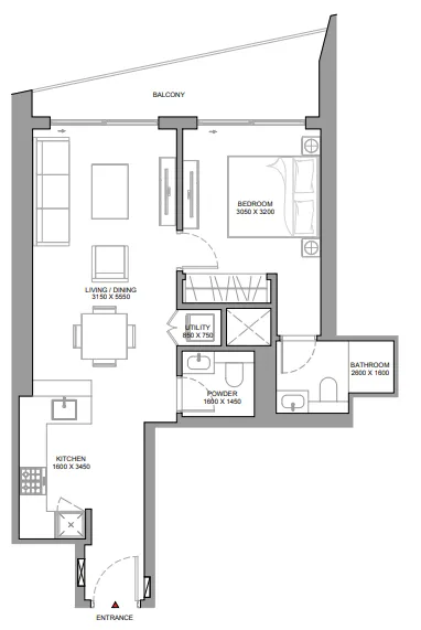 1 bedroom layout