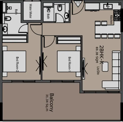 2 bedroom layout