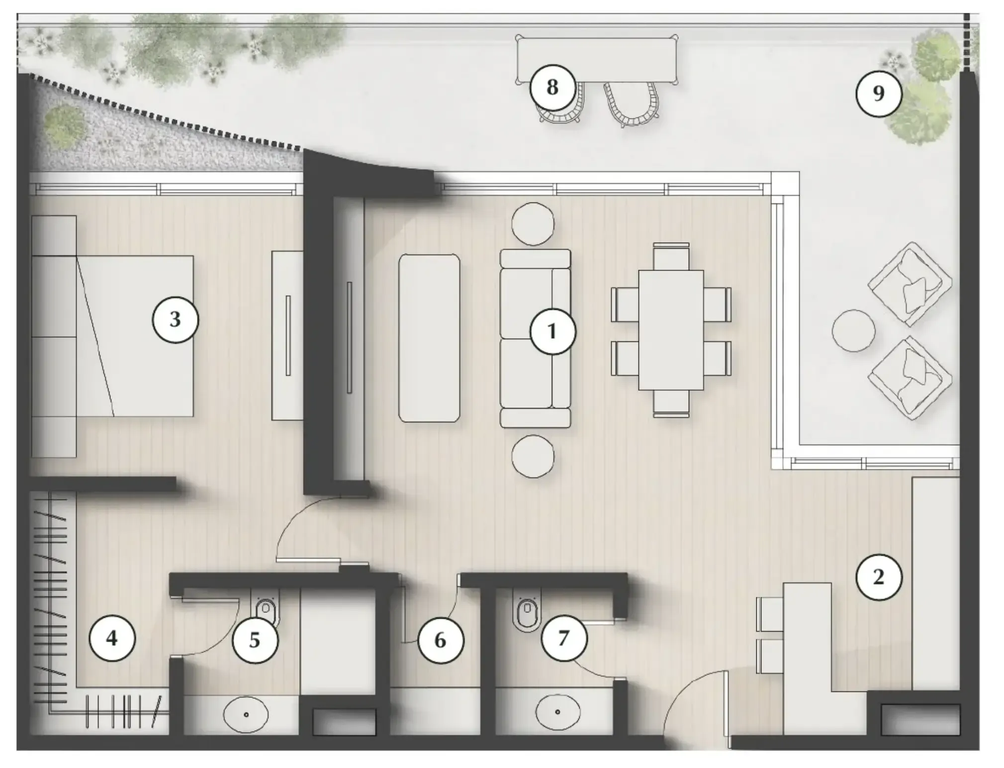 1 bedroom layout