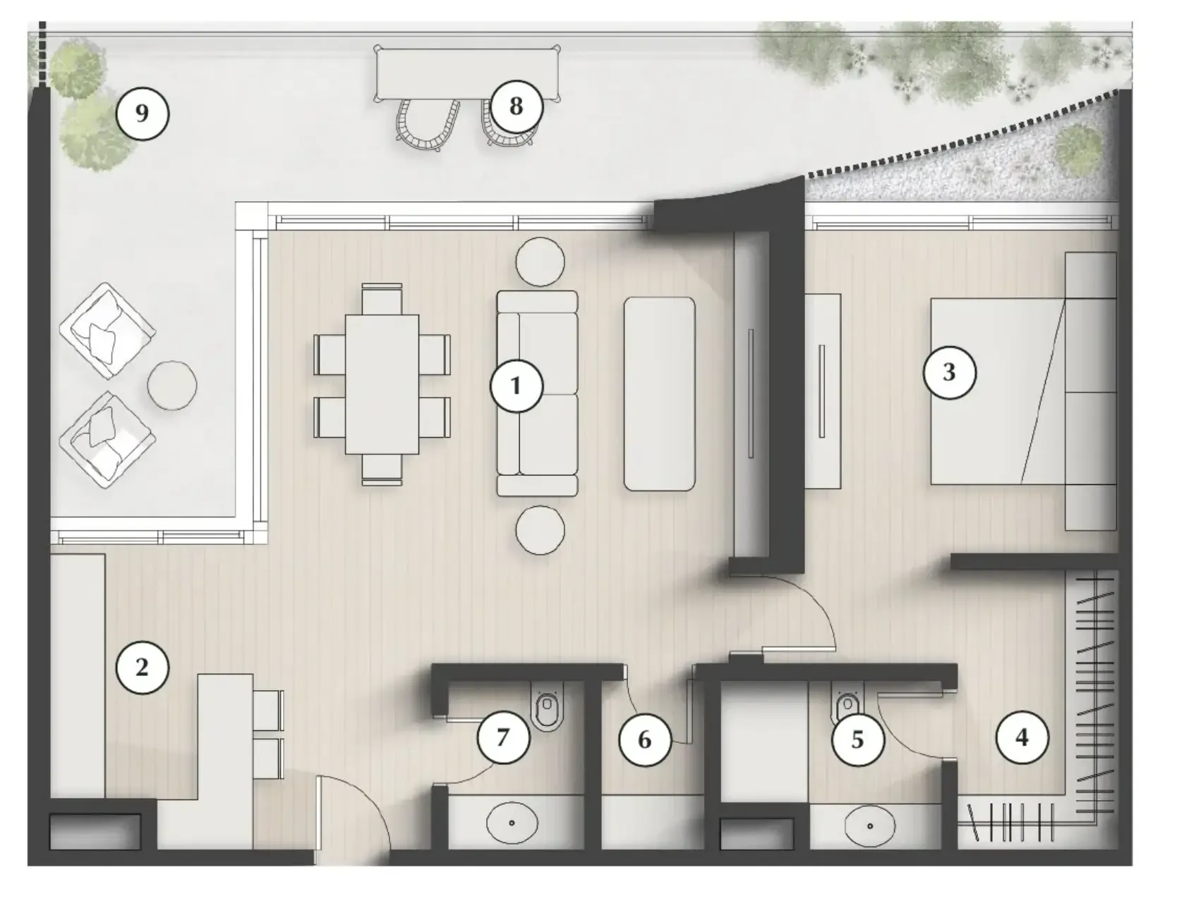 1 bedroom layout
