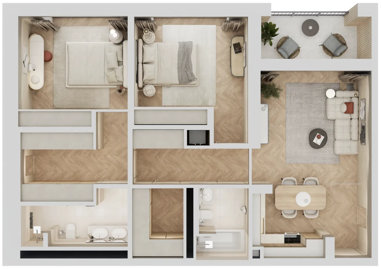 2 bedroom layout