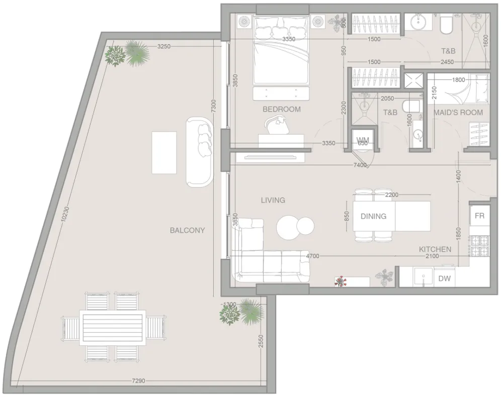 1 bedroom layout