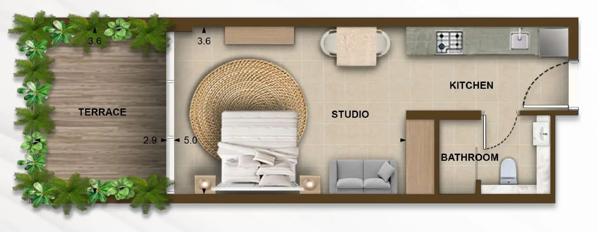 0 bedroom layout