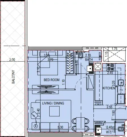 1 bedroom layout