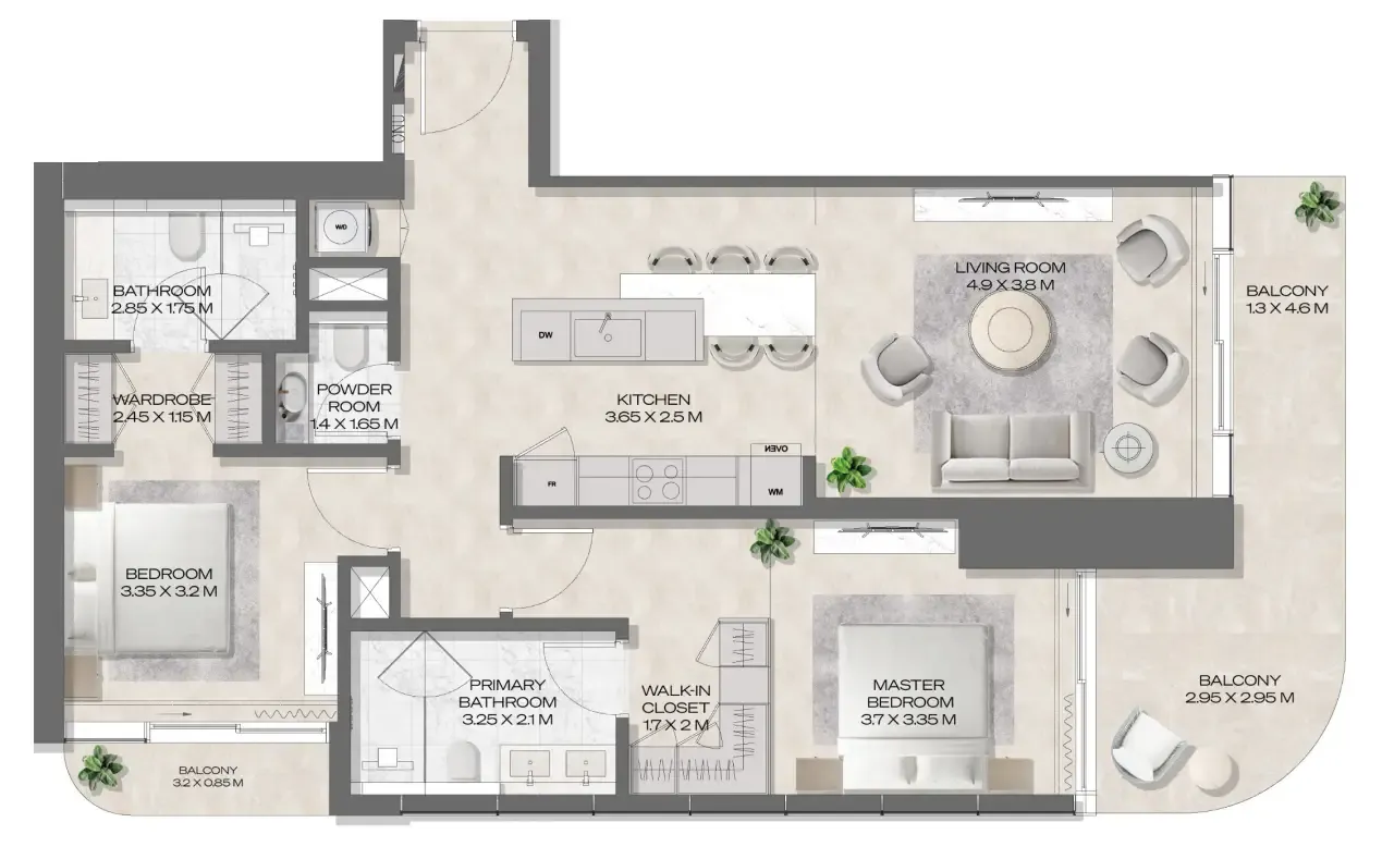 2 bedroom layout