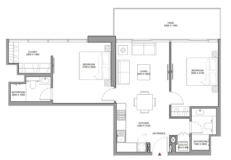 2 bedroom layout