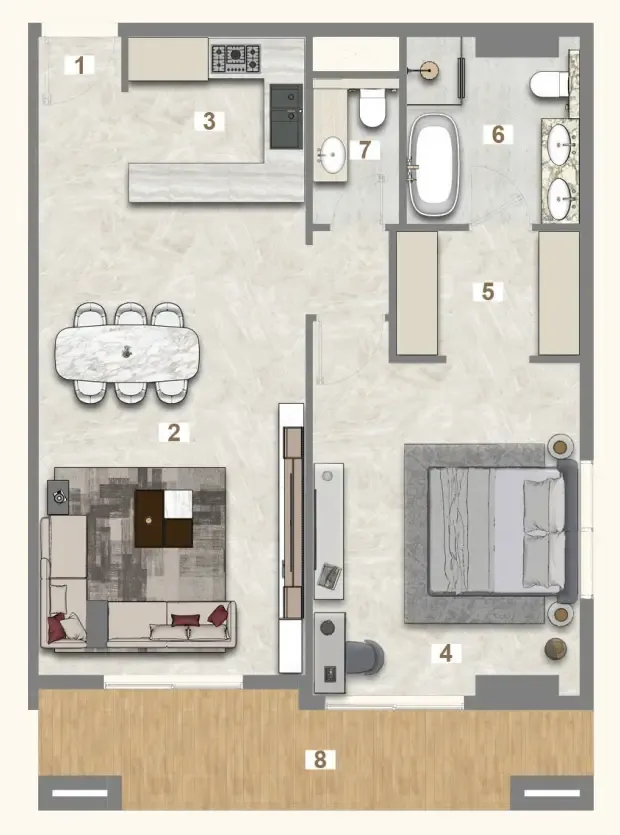 1 bedroom layout