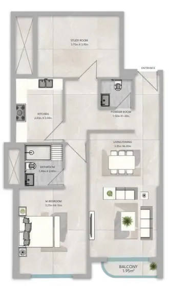 1 bedroom layout