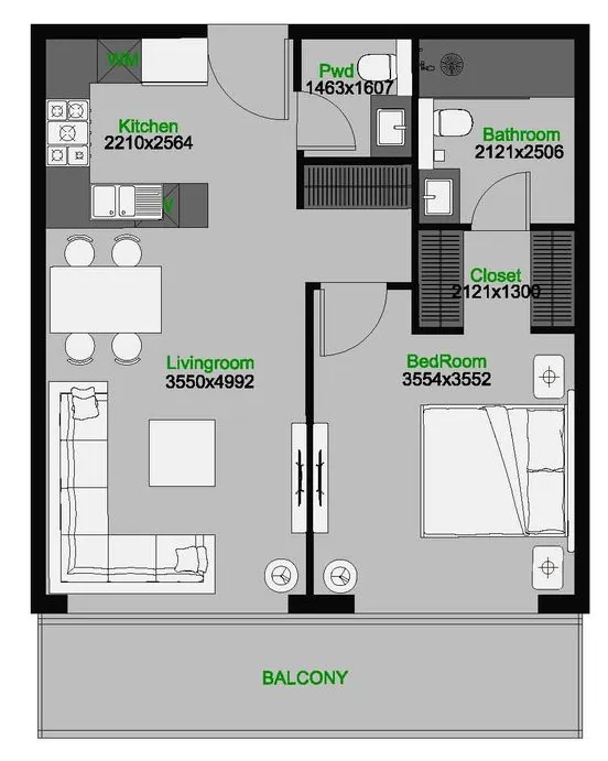 1 bedroom layout