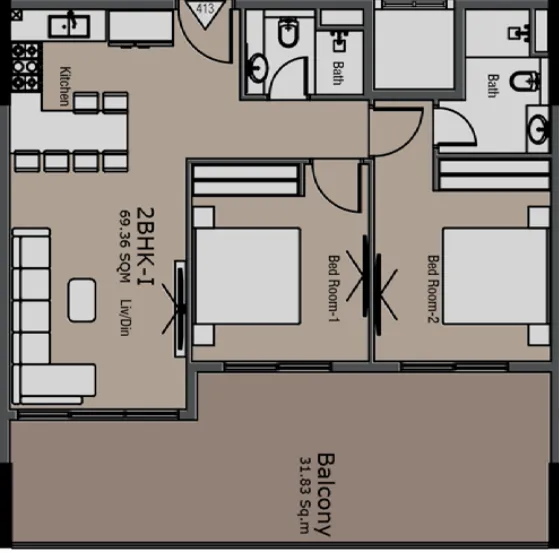 2 bedroom layout