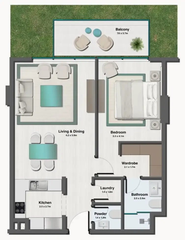 1 bedroom layout