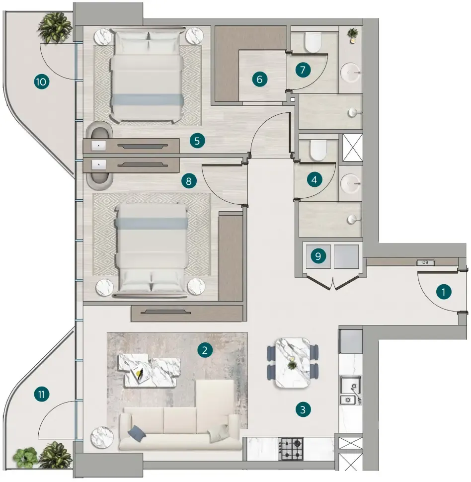 2 bedroom layout