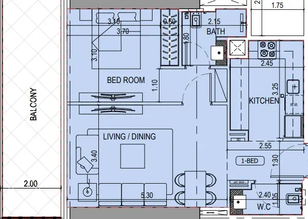 1 bedroom layout