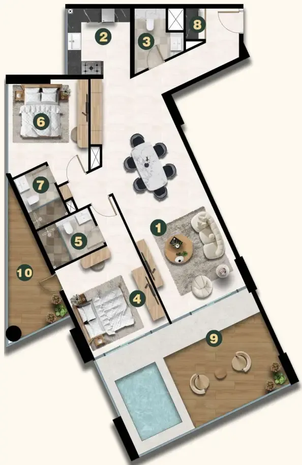 2 bedroom layout
