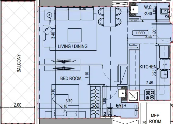 1 bedroom layout