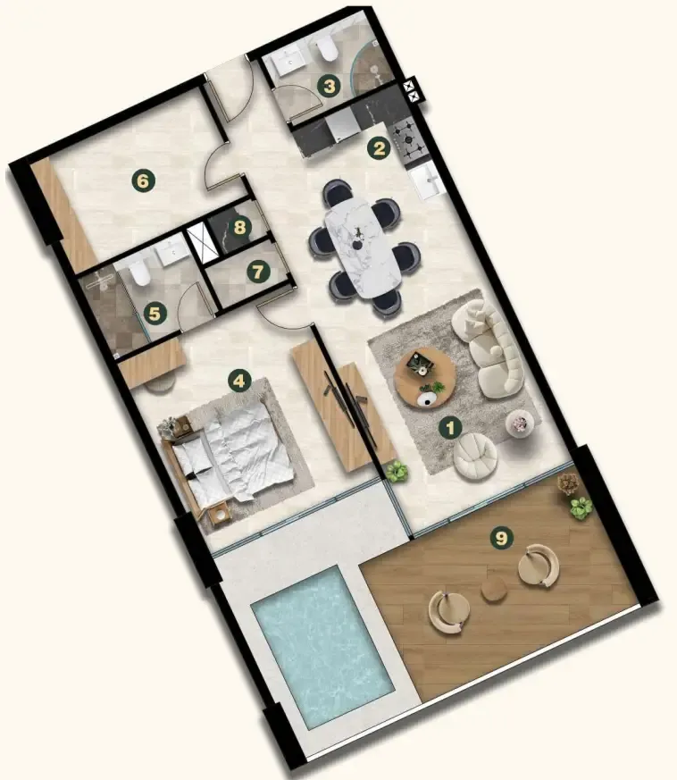 1 bedroom layout