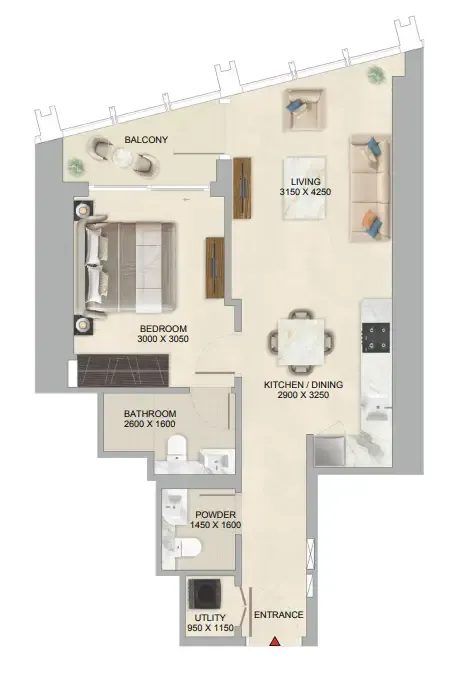 1 bedroom layout