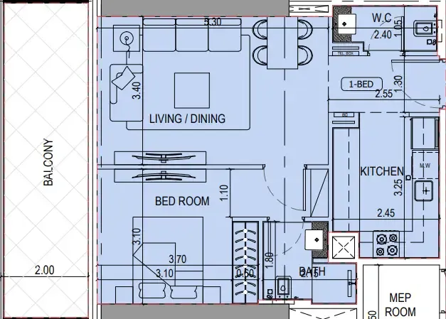 1 bedroom layout