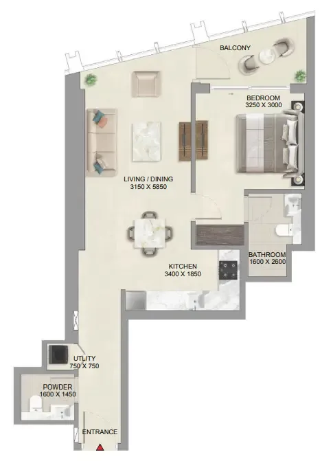 1 bedroom layout