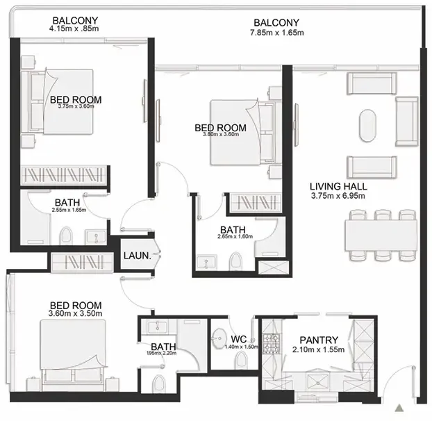 3 bedroom layout