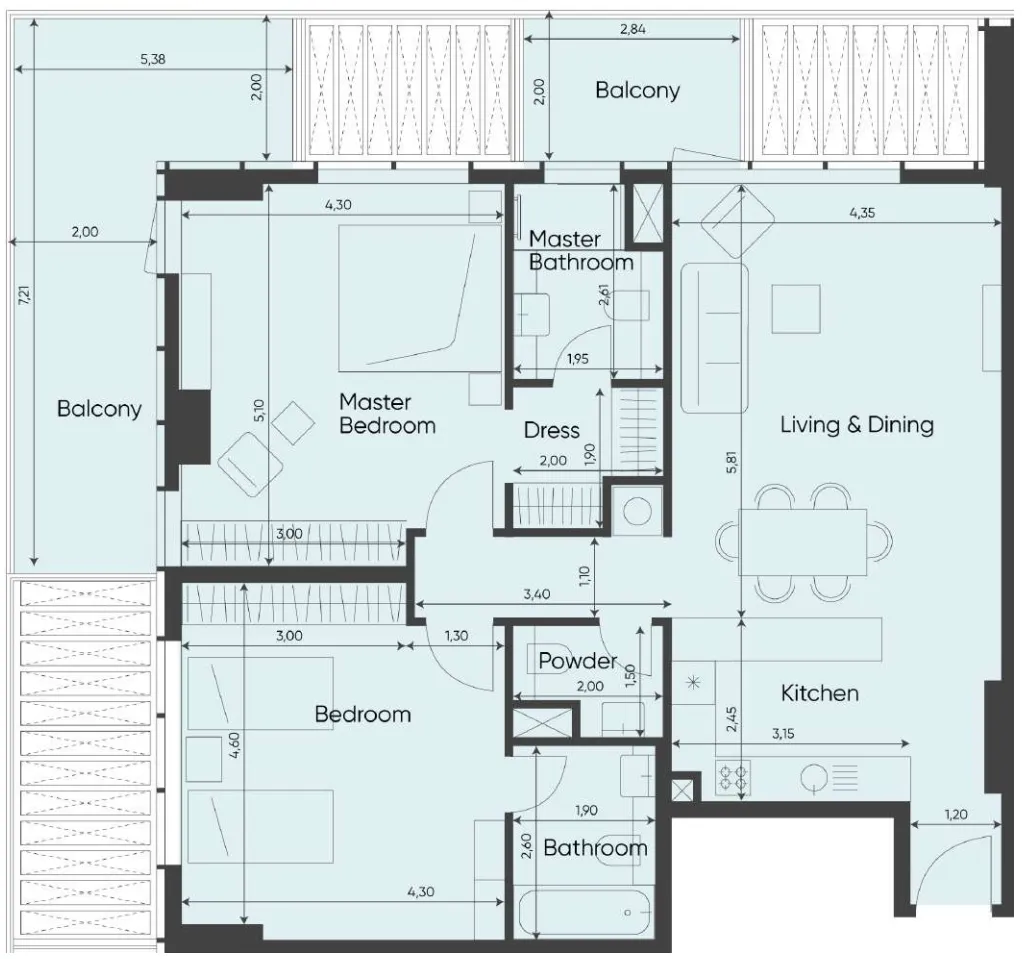 2 bedroom layout