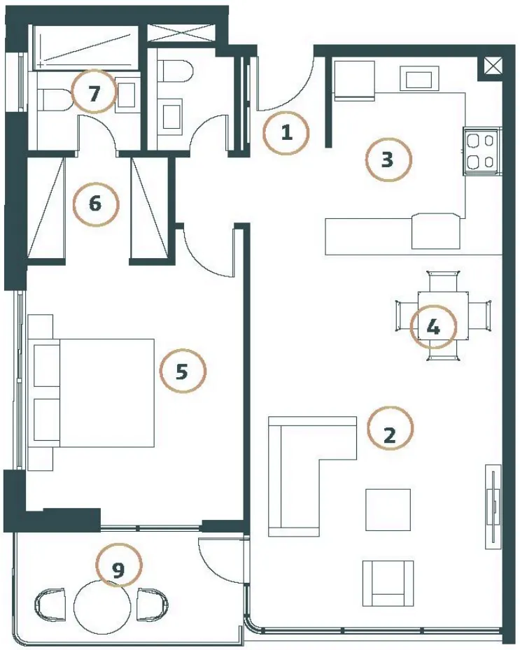 1 bedroom layout