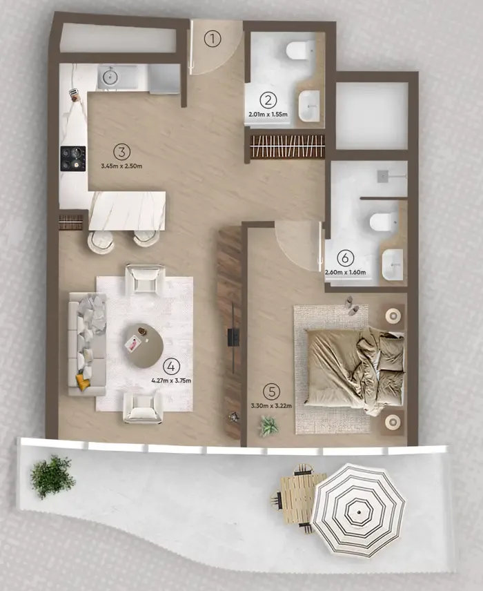 1 bedroom layout