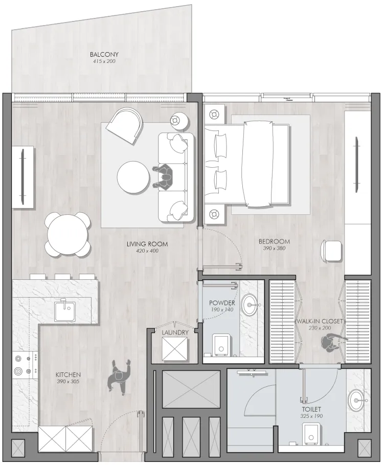 1 bedroom layout