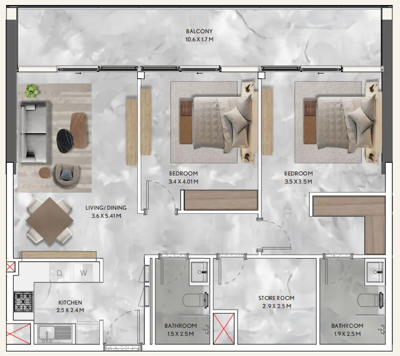 2 bedroom layout