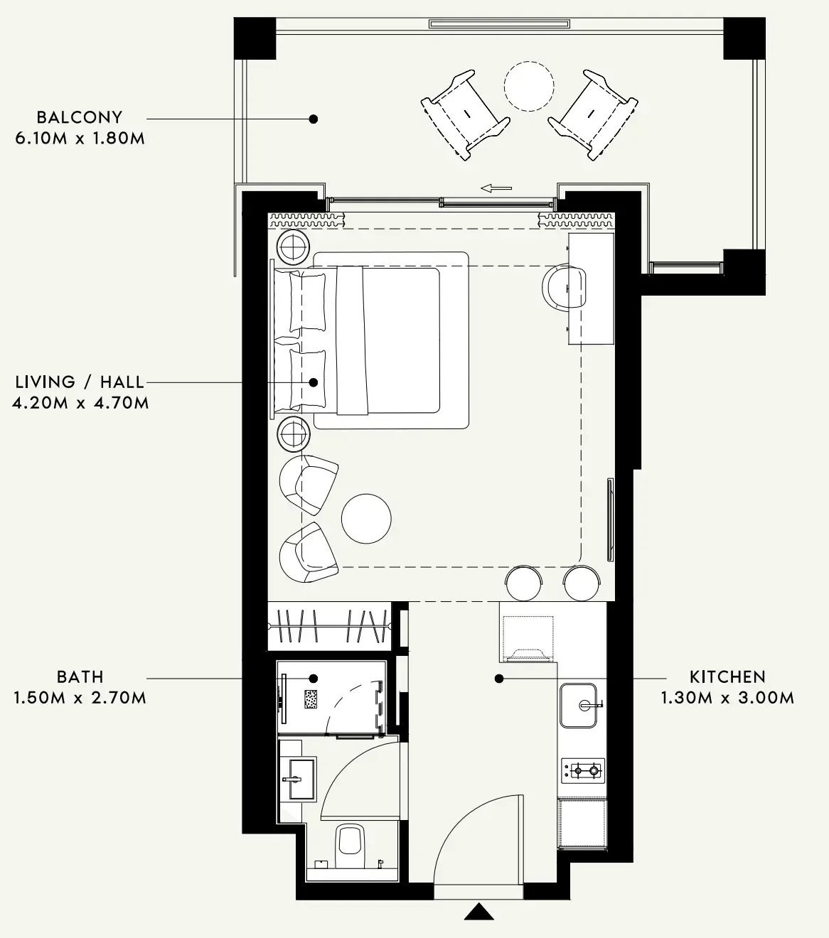 0 bedroom layout
