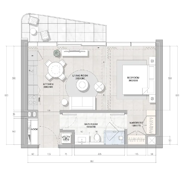 1 bedroom layout
