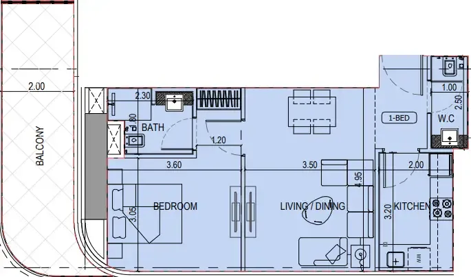 1 bedroom layout
