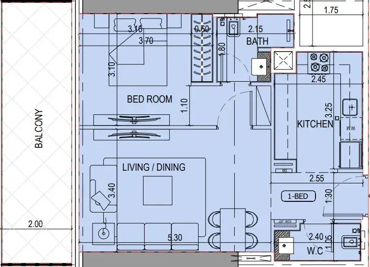 1 bedroom layout