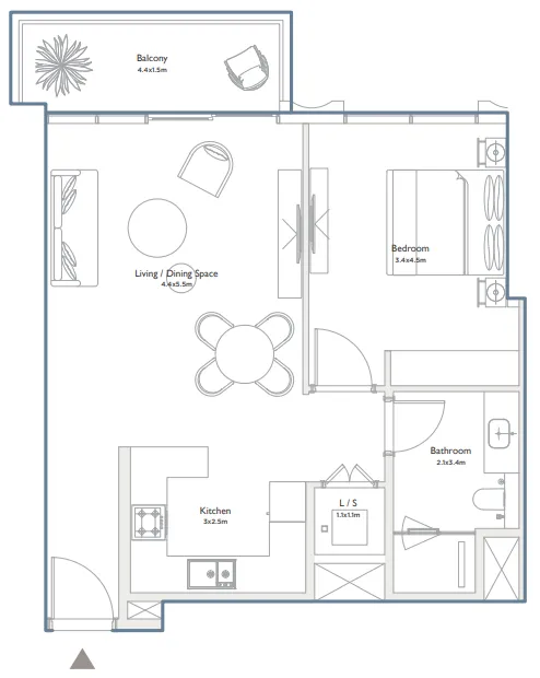 1 bedroom layout