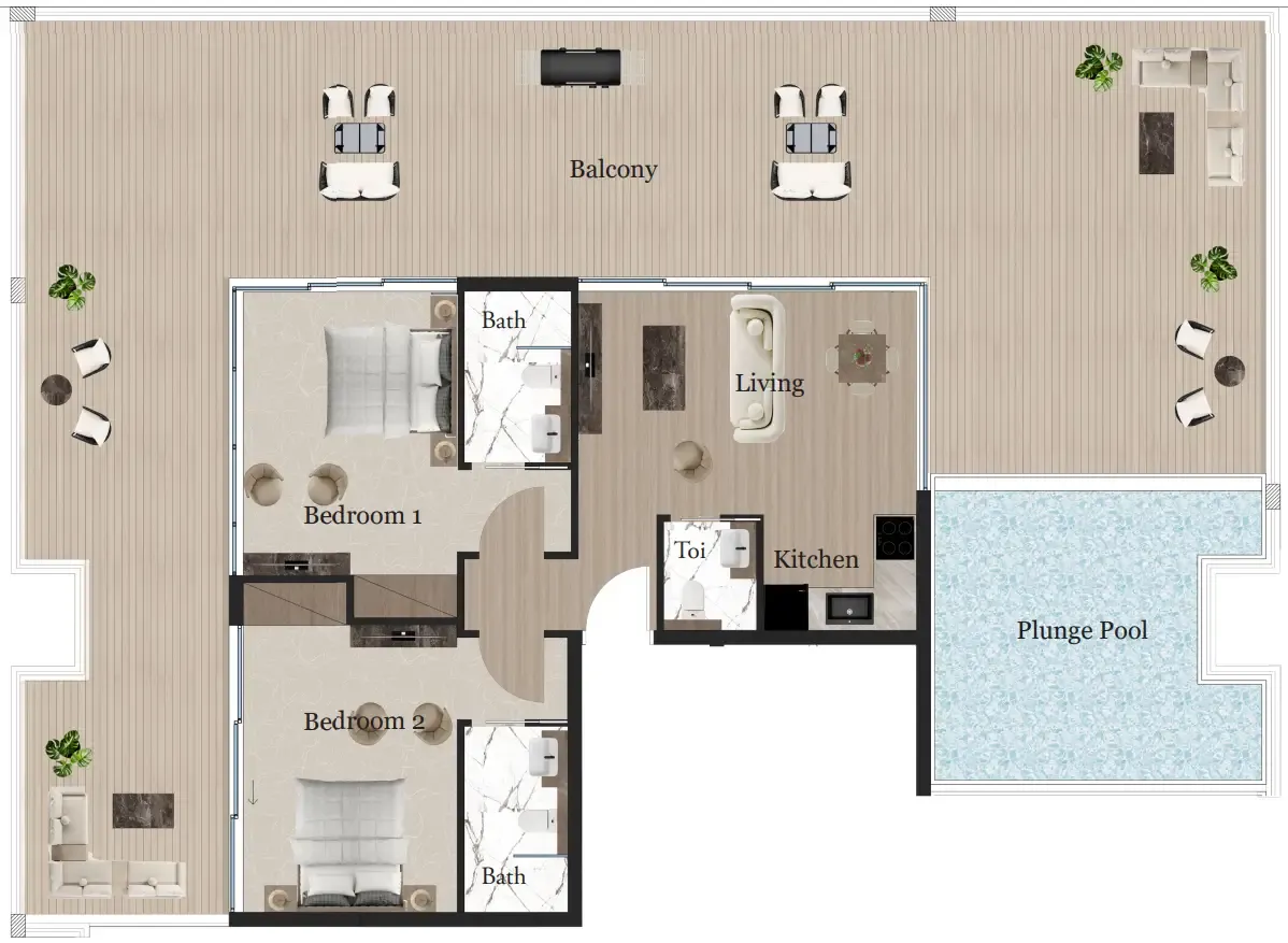 2 bedroom layout