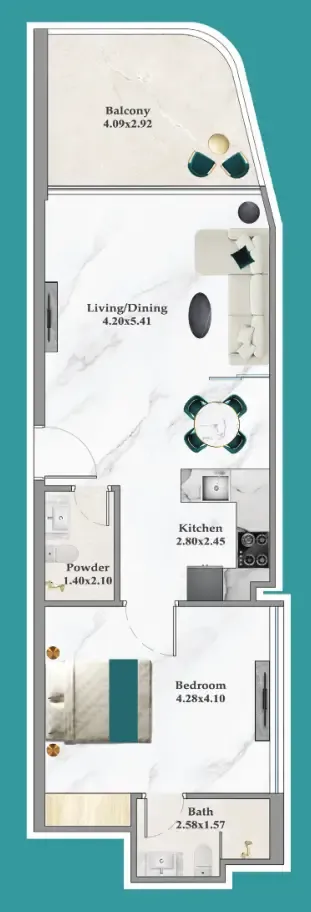 1 bedroom layout