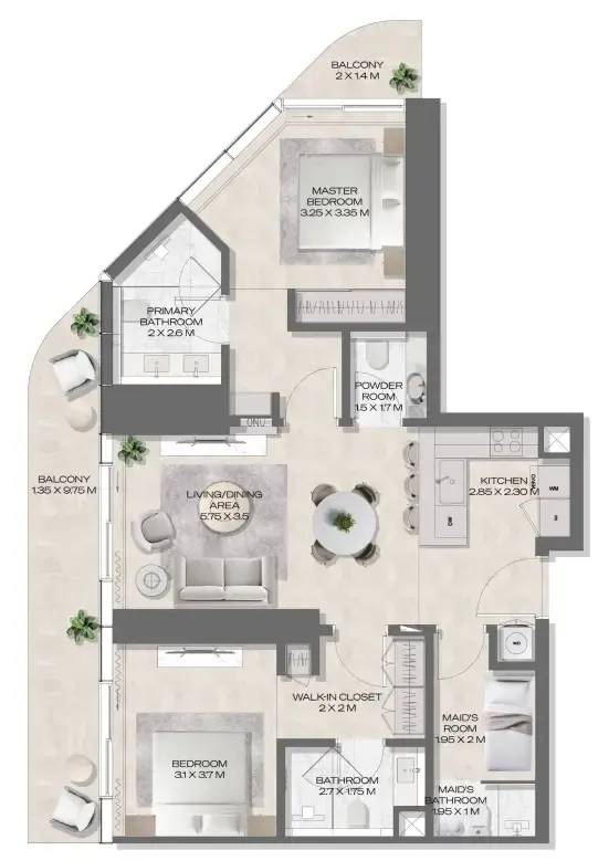 2 bedroom layout