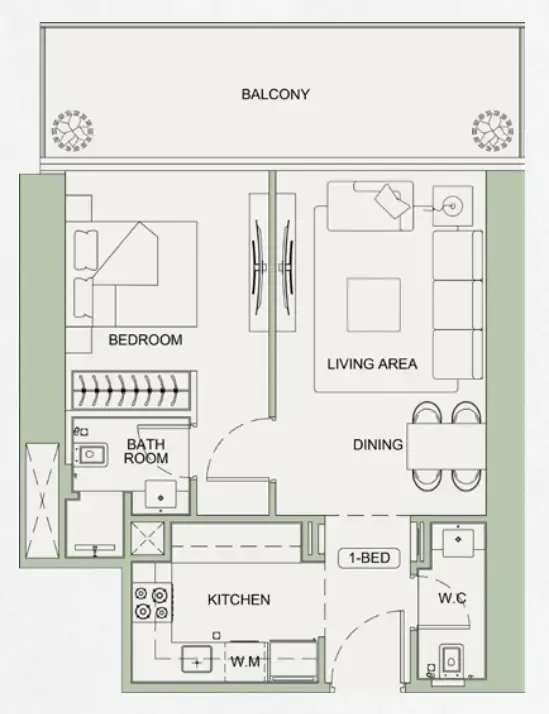 1 bedroom layout
