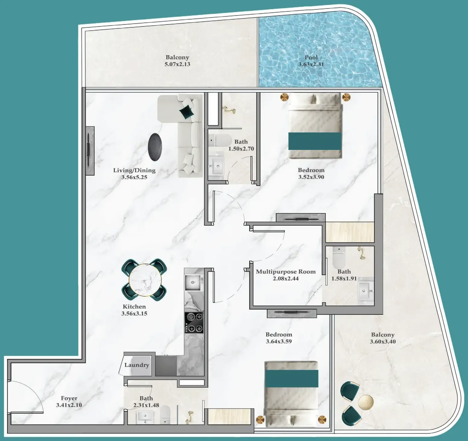2 bedroom layout