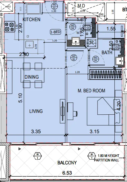 1 bedroom layout