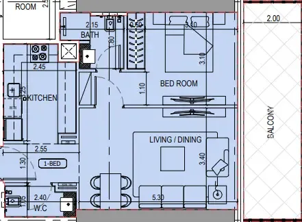 1 bedroom layout
