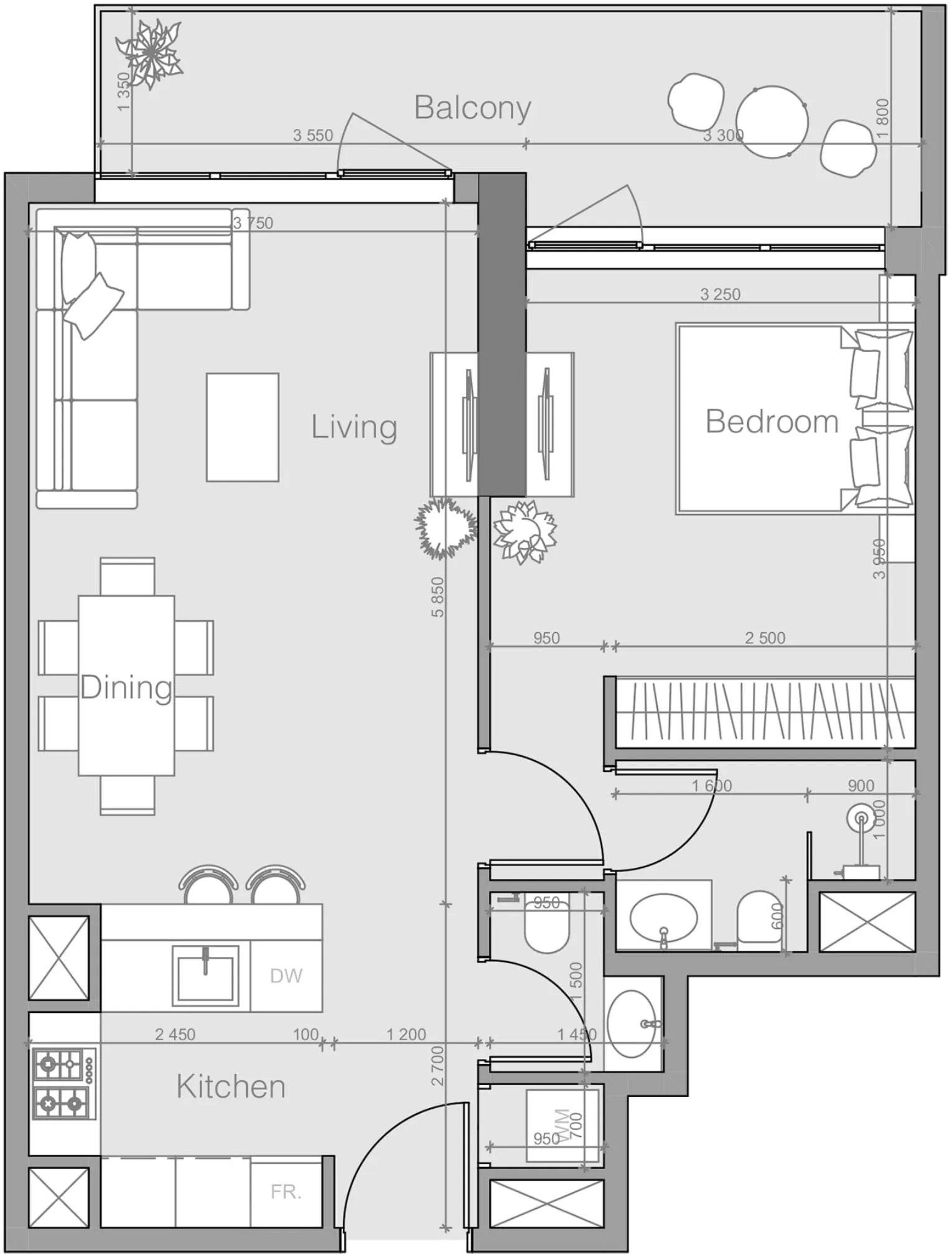 1 bedroom layout