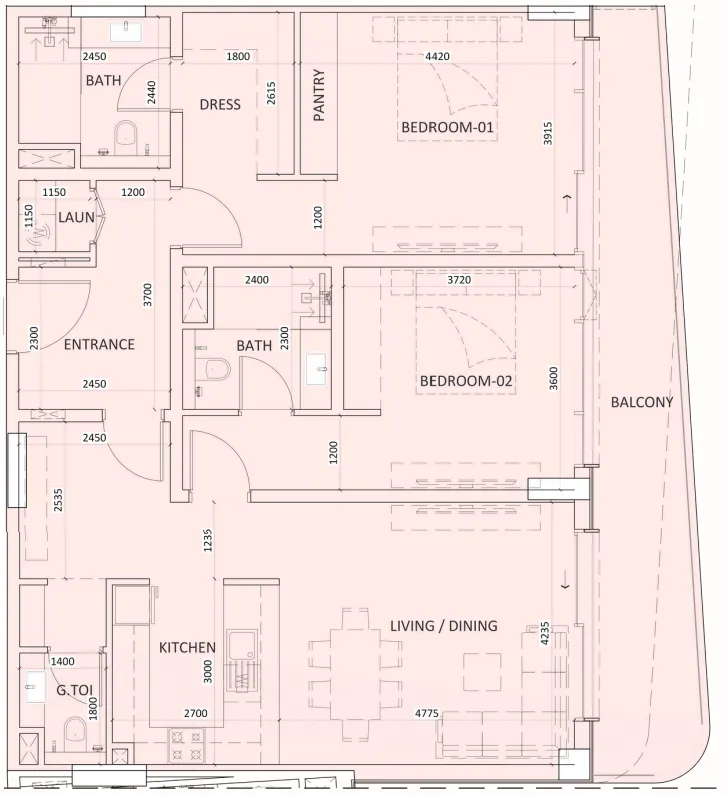 2 bedroom layout