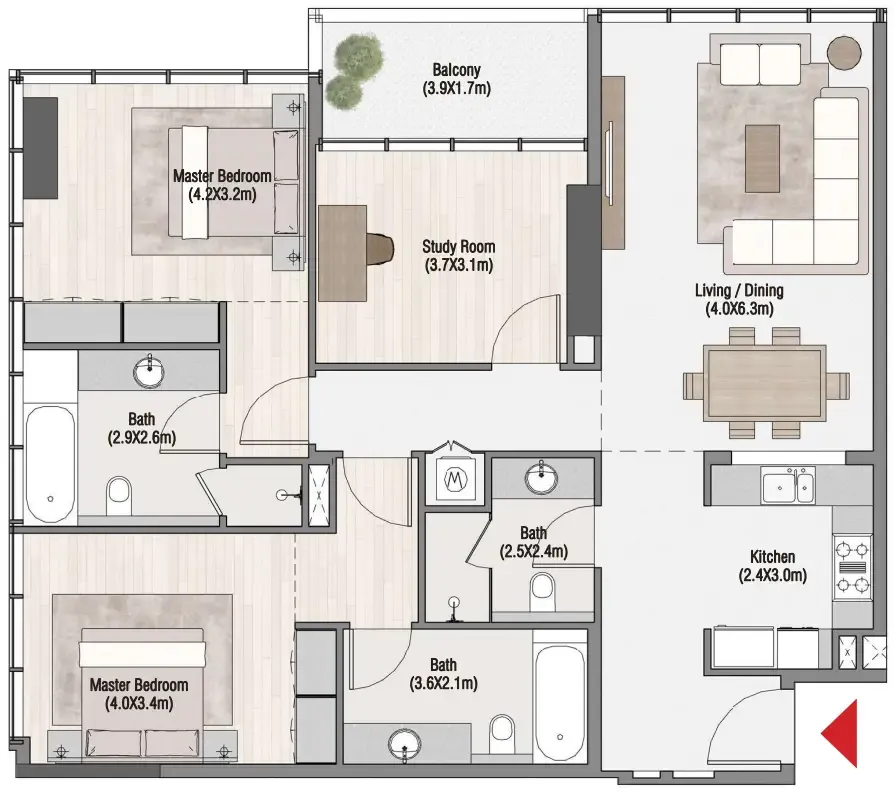 2 bedroom layout