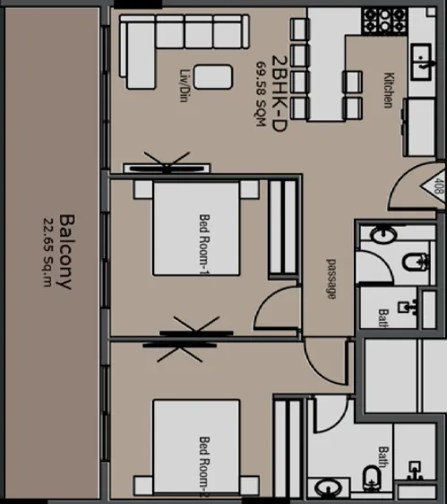 2 bedroom layout