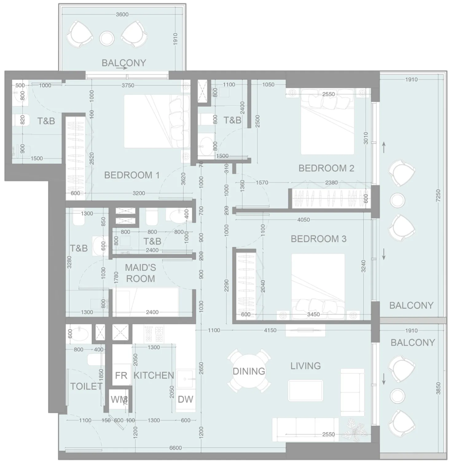 3 bedroom layout